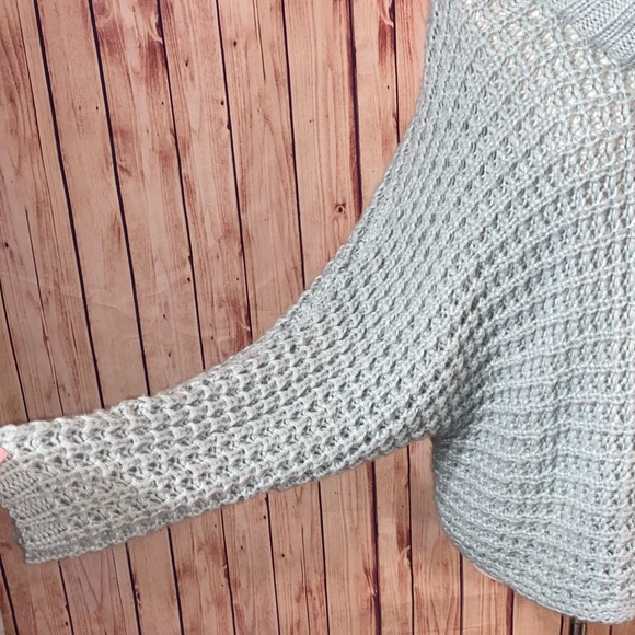 🚫SOLD🚫Express Aqua Seafoam Chunky Knit Cowl Neck Dolman Sleeve Slouchy Sweater - Picture 5 of 7